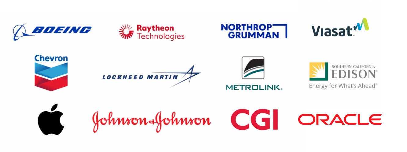 Boeing, Raytheon Technologies, Northrop Grumman, Chevron, Google, Lockheed Martin, Metrolink