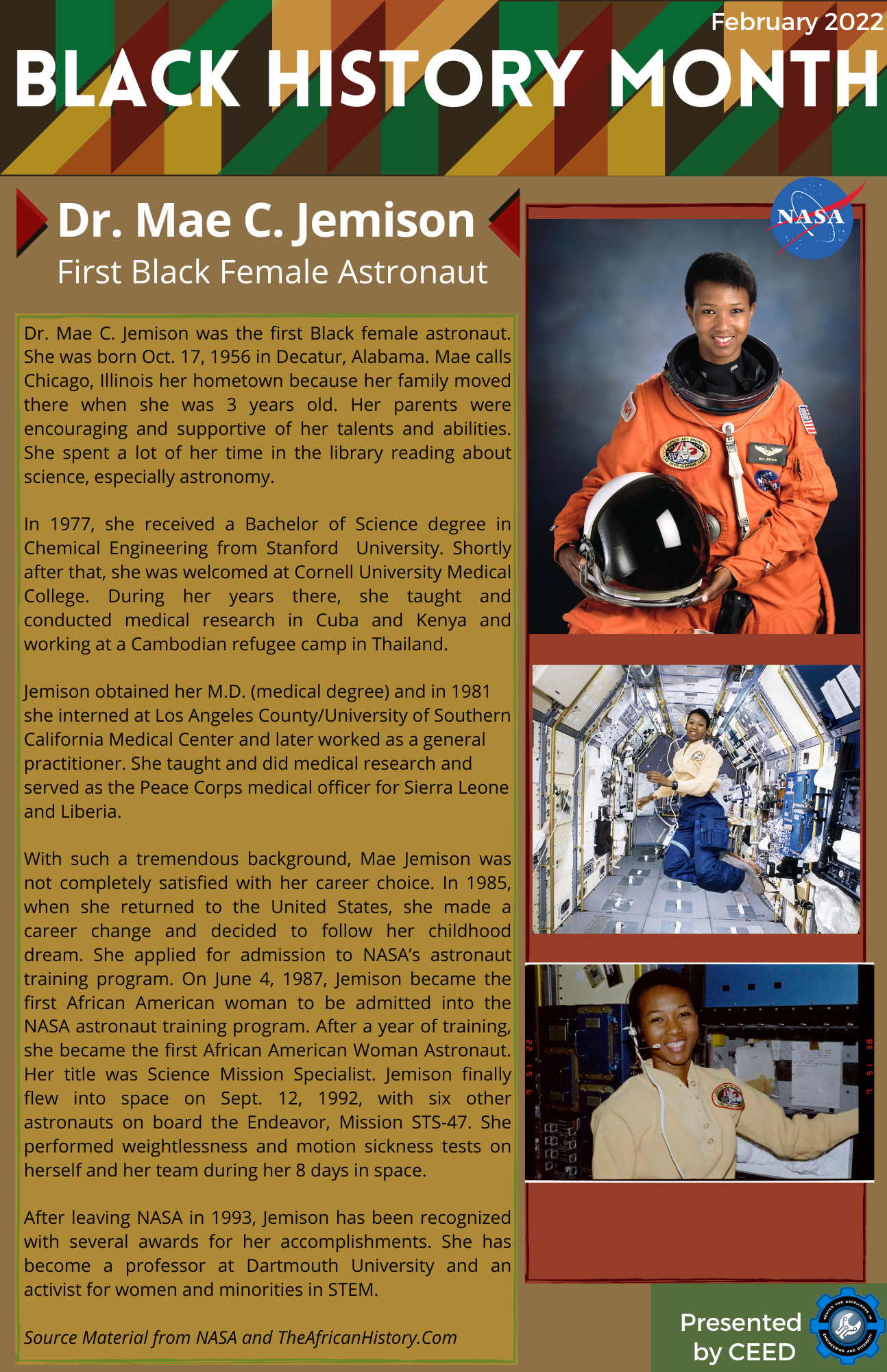 Black History Month Highlight - Dr. Mae C Jemison